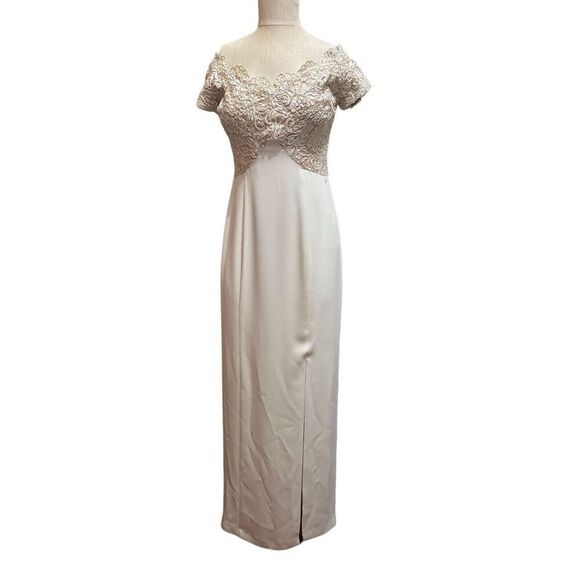 Vtg Jeffrey & Dara Evenings Tom Barra Ivory Gold Off Shoulder Formal Dress New 6 - Picture 2 of 10